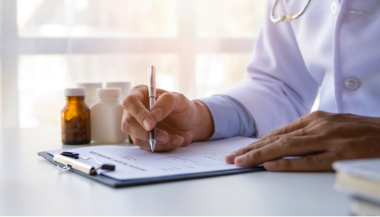 A healthcare professional writing guidelines