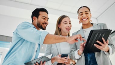 Healthcare professionals looking at continuing education programs